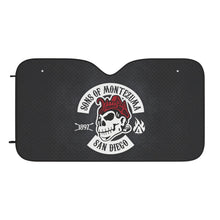 Load image into Gallery viewer, Car Sun Shade — 'Sons of Montezuma San Diego' Skull Emblem
