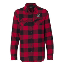 Load image into Gallery viewer, Womens Black &amp; Red Long Sleeve Skull Patch Flannel
